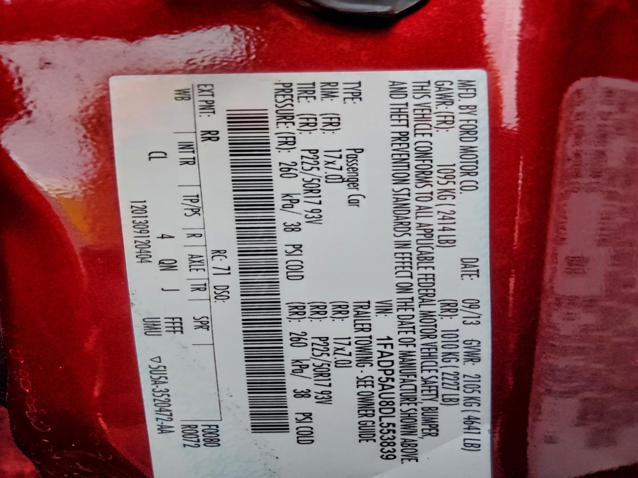 2013 Ford C-Max Se VIN: 1FADP5AU8DL553839 Lot: 95942545