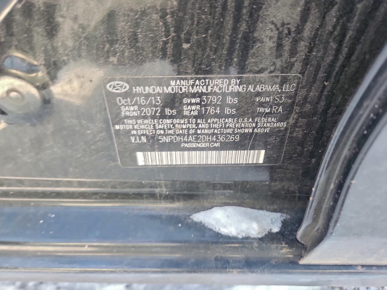 2013 Hyundai Elantra Gls VIN: 5NPDH4AE2DH436269 Lot: 96045515