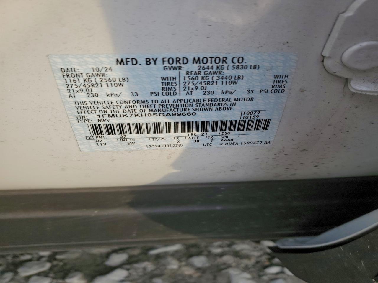 2025 Ford Explorer St-Line VIN: 1FMUK7KH0SGA99660 Lot: 95295145