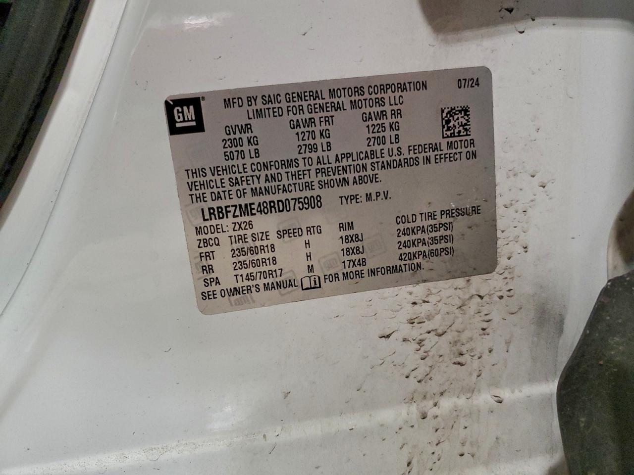 2024 Buick Envision Preferred VIN: LRBFZME48RD075908 Lot: 96947515