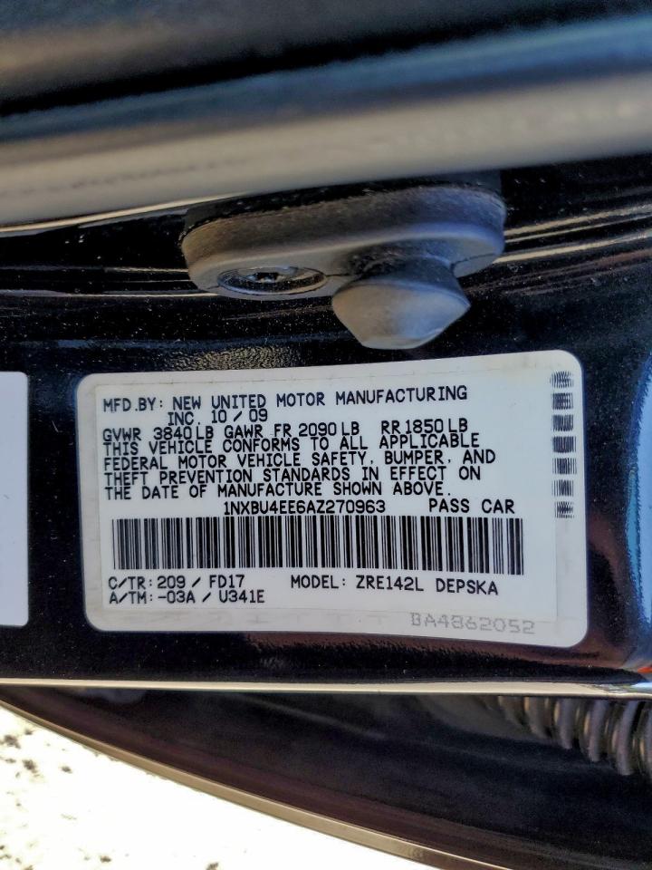 2010 Toyota Corolla Base VIN: 1NXBU4EE6AZ270963 Lot: 95507495