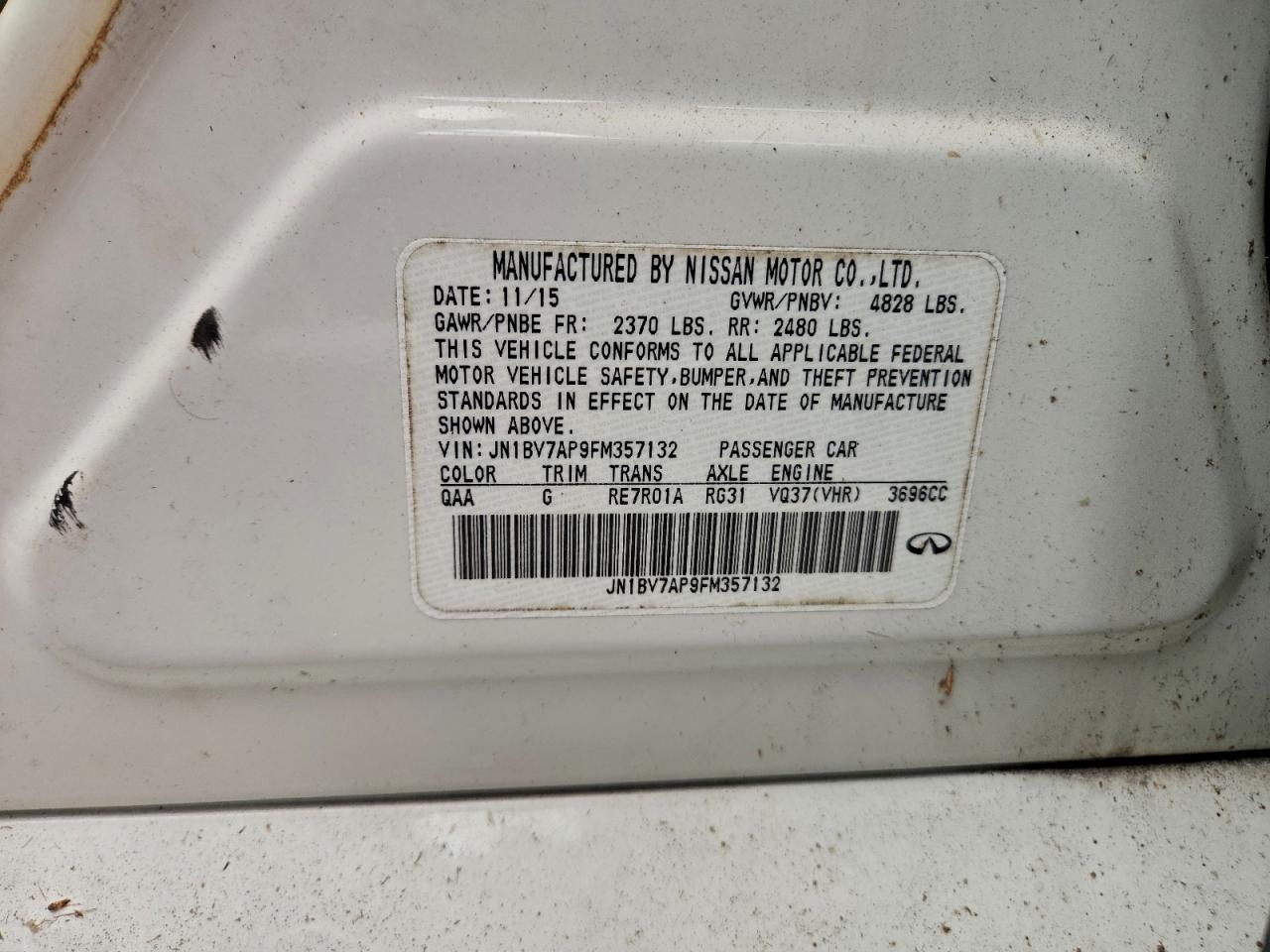 2015 Infiniti Q50 Base VIN: JN1BV7AP9FM357132 Lot: 96514765