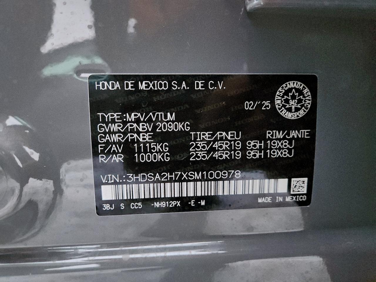 2025 Acura Adx A-Spec Advance VIN: 3HDSA2H7XSM100978 Lot: 90535135