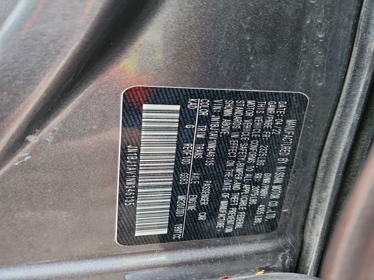 2022 Nissan Rogue Sport S VIN: JN1BJ1AV1NW346135 Lot: 94803085