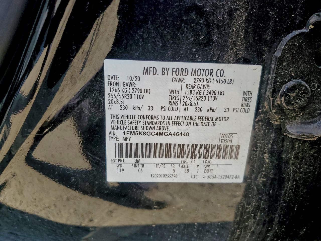 2021 Ford Explorer St VIN: 1FM5K8GC4MGA46440 Lot: 94921265