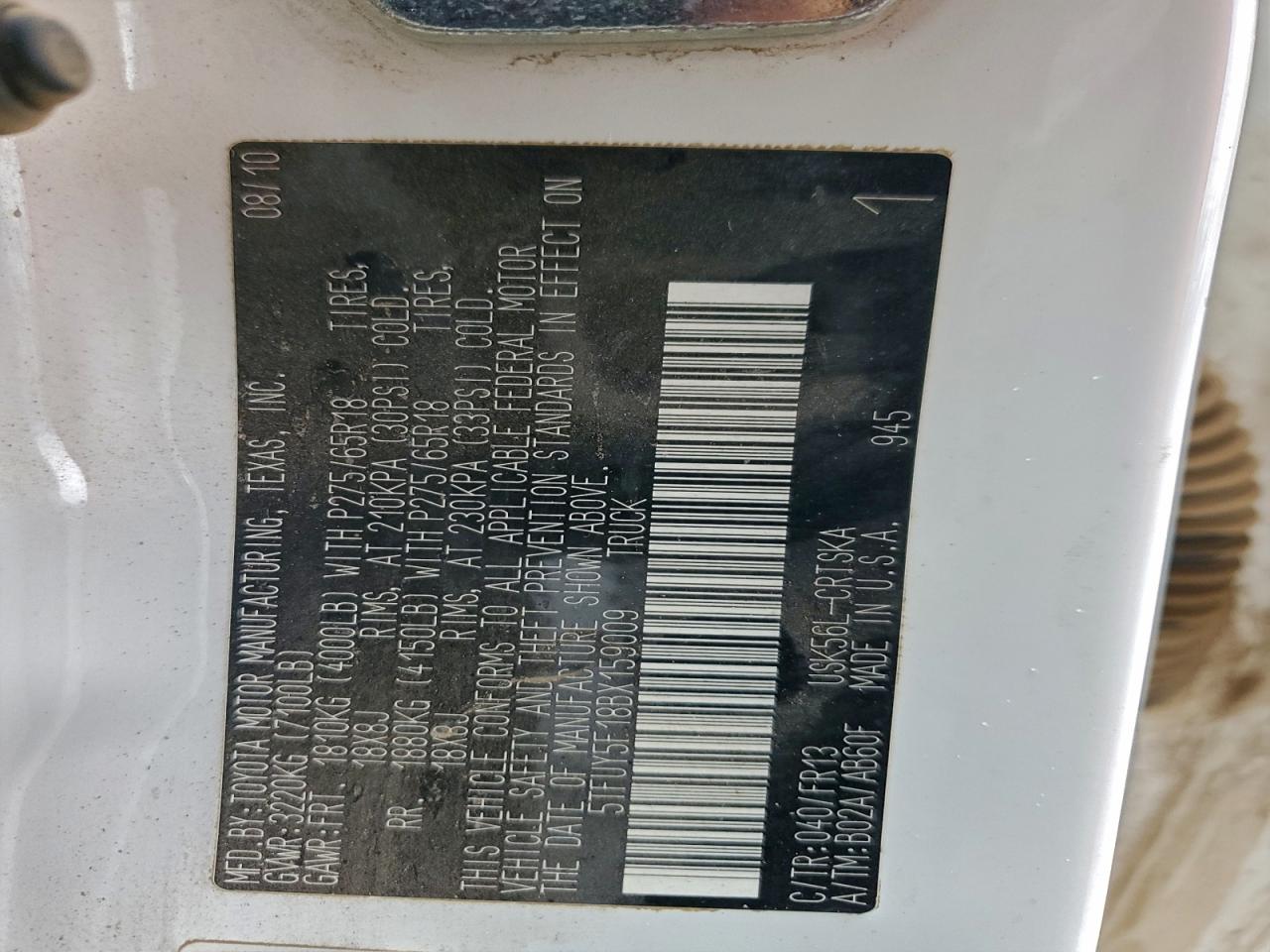 2011 Toyota Tundra Double Cab Sr5 VIN: 5TFUY5F18BX159009 Lot: 94228945