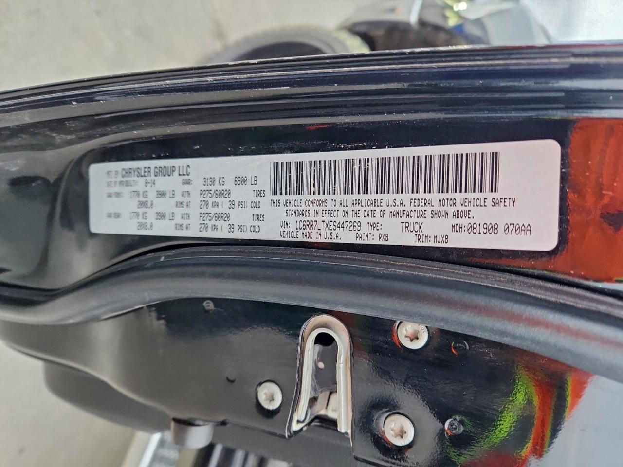 2014 Ram 1500 Slt VIN: 1C6RR7LTXES447269 Lot: 96892395