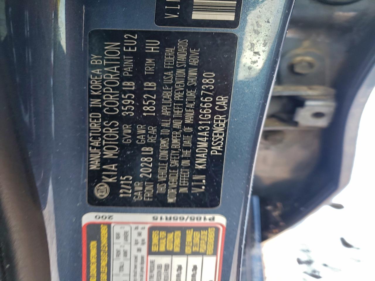 2016 Kia Rio Lx VIN: KNADM4A31G6667380 Lot: 95937035