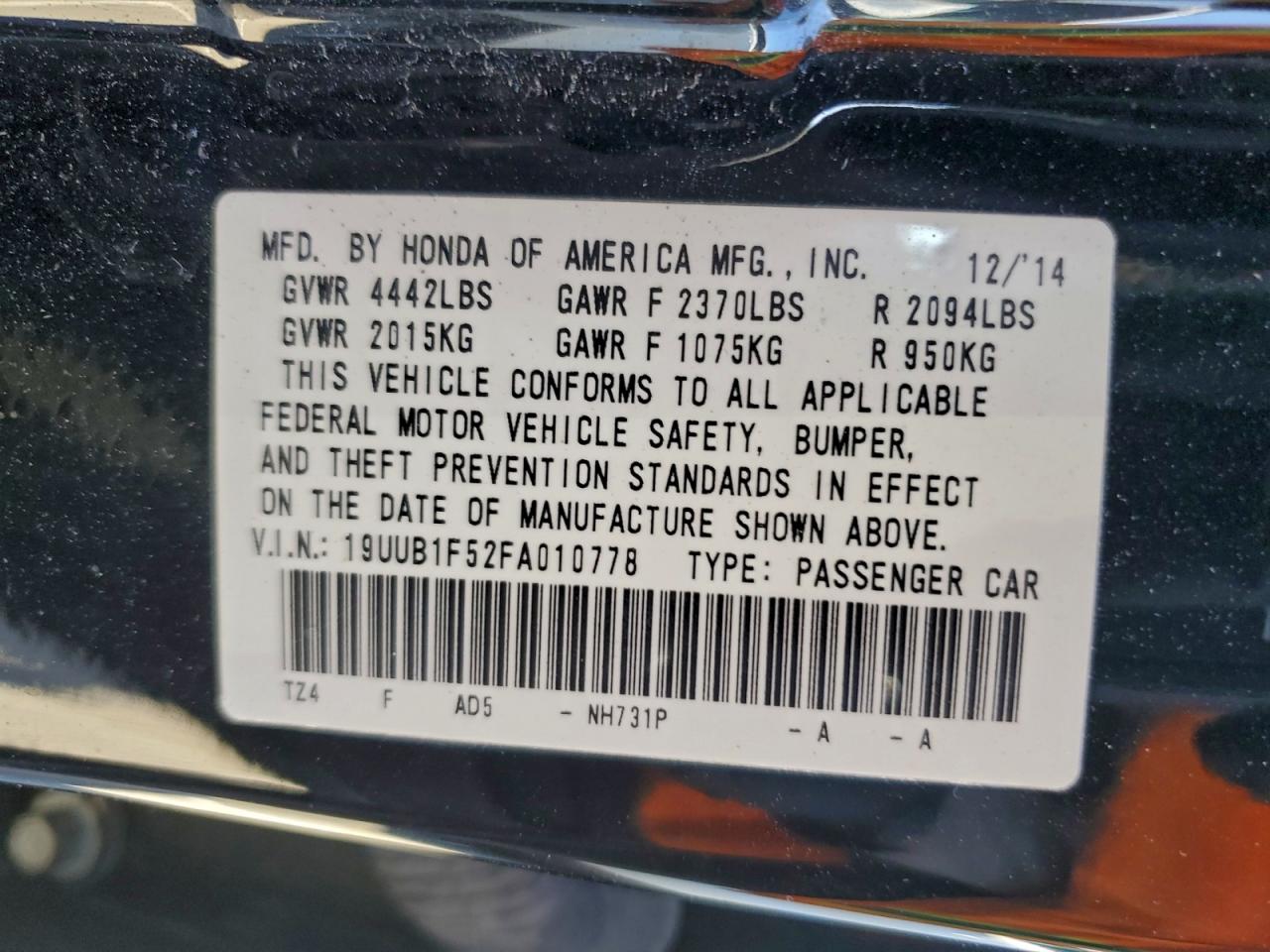 2015 Acura Tlx Tech VIN: 19UUB1F52FA010778 Lot: 95359815