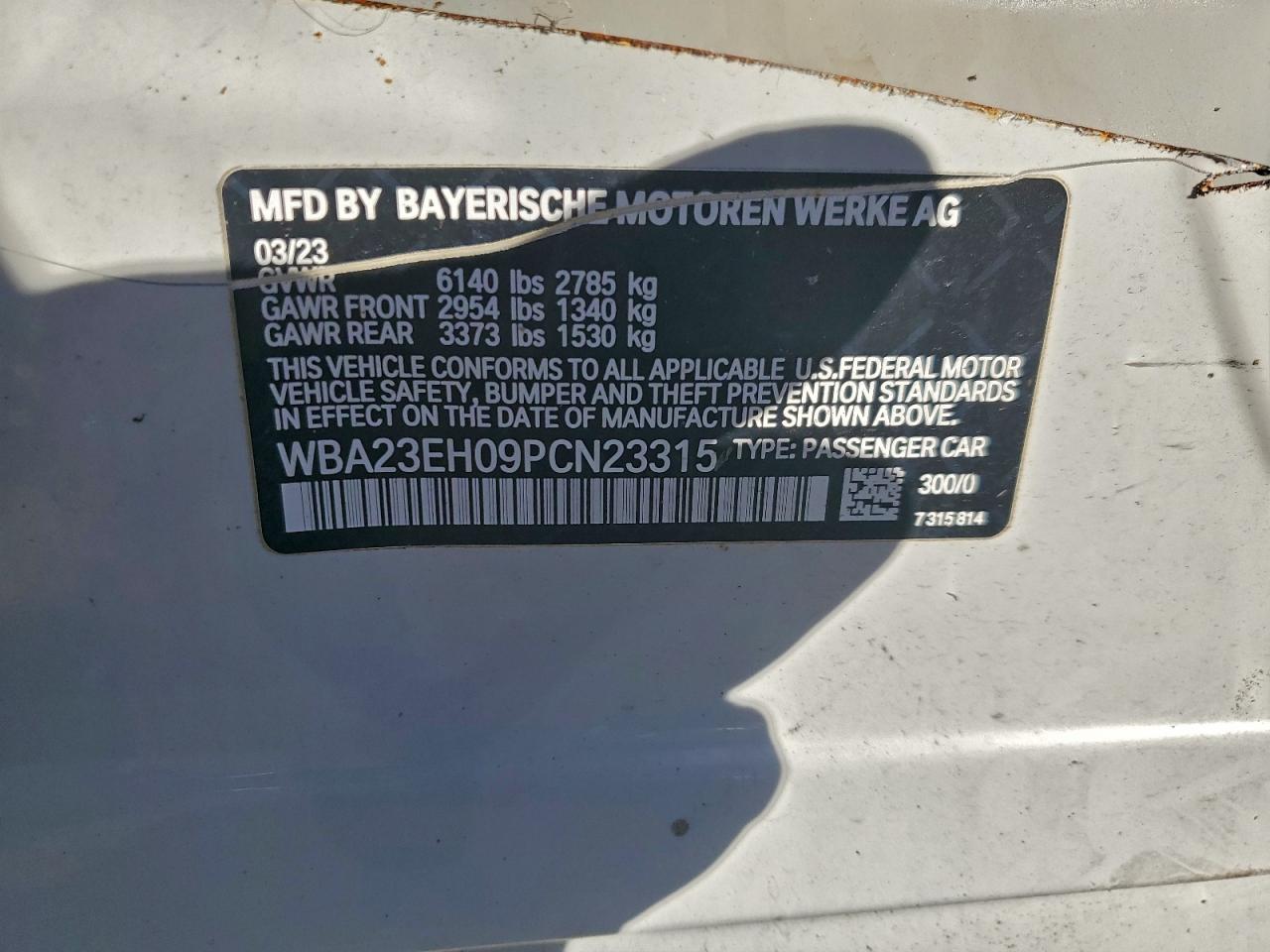 2023 BMW 740 I VIN: WBA23EH09PCN23315 Lot: 96361725