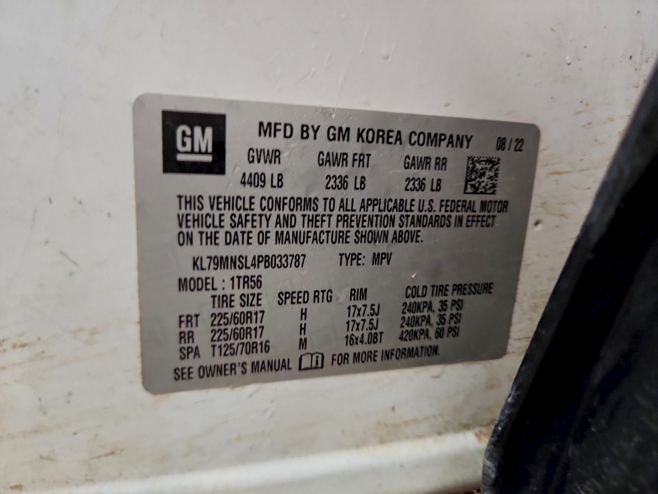 2023 Chevrolet Trailblazer Ls VIN: KL79MNSL4PB033787 Lot: 93413555