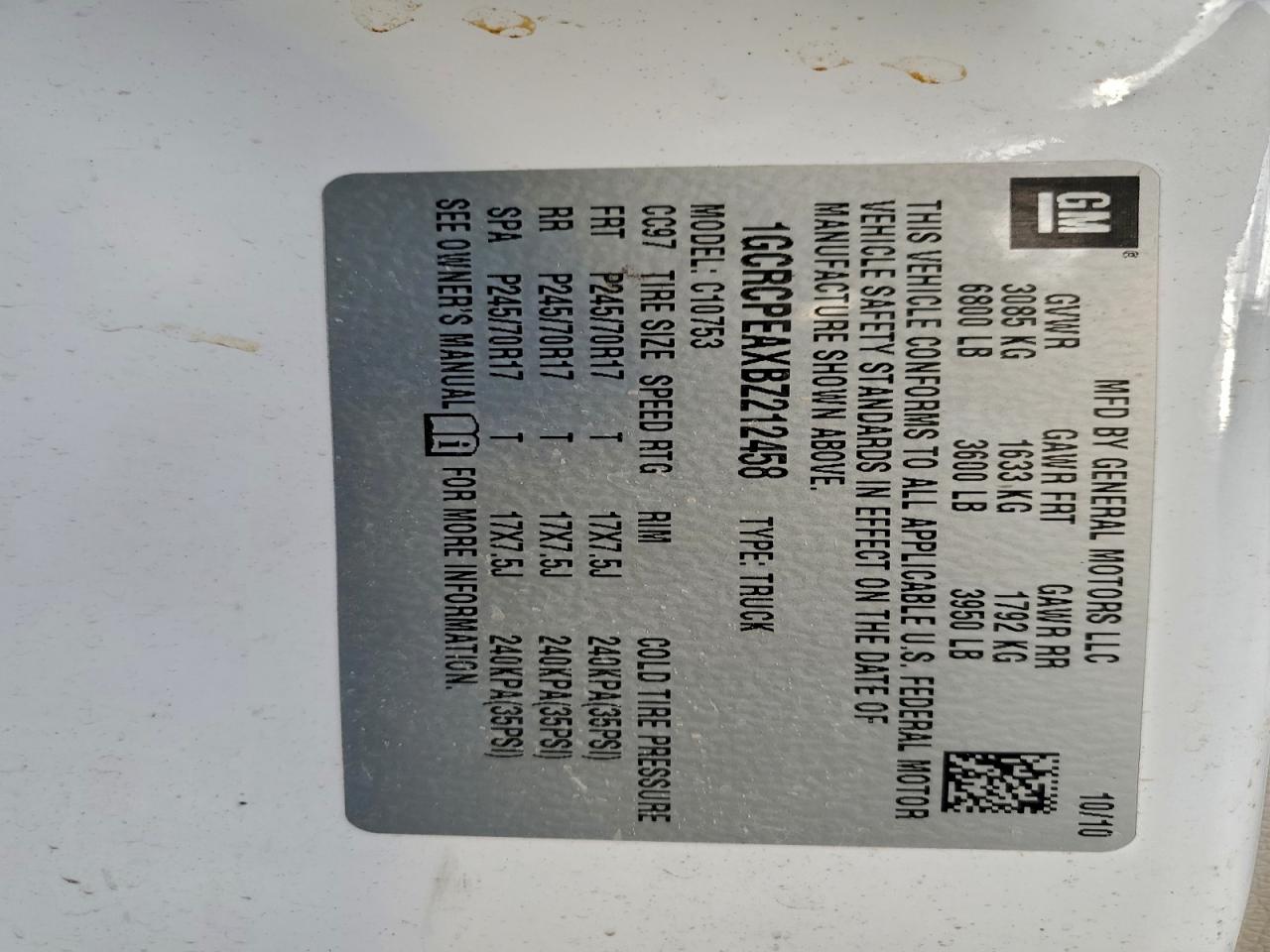 2011 Chevrolet Silverado C1500 VIN: 1GCRCPEAXBZ212458 Lot: 94702135