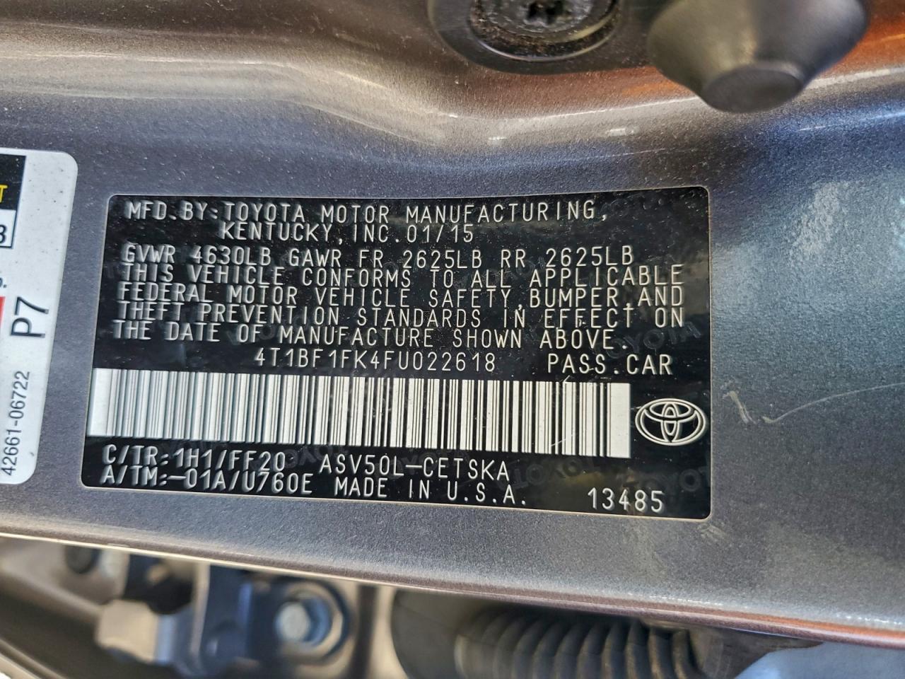 2015 Toyota Camry Le VIN: 4T1BF1FK4FU022618 Lot: 93995165