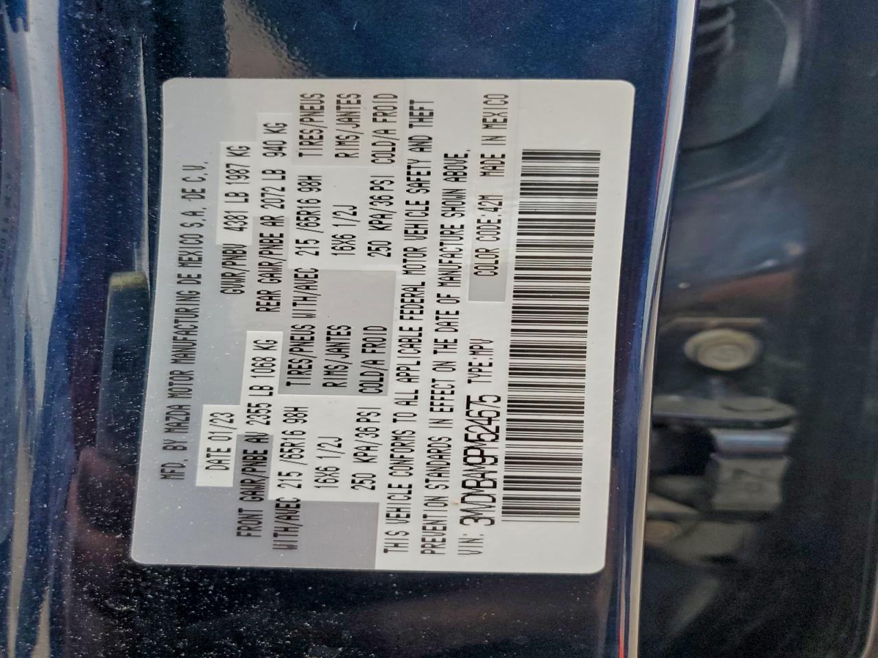 2023 Mazda Cx-30 VIN: 3MVDMBAM9PM524675 Lot: 95779235