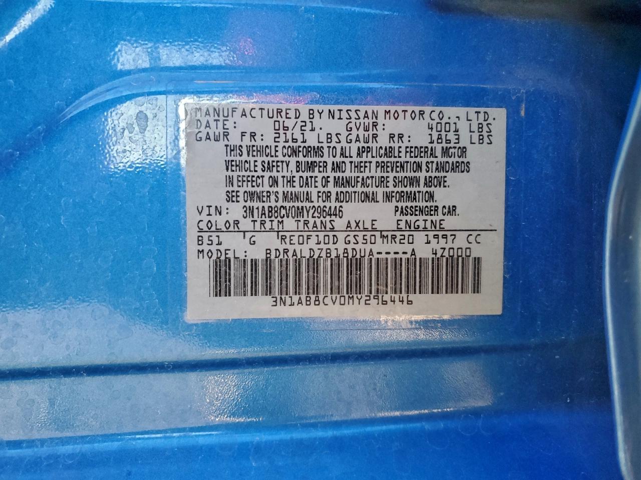 2021 Nissan Sentra Sv VIN: 3N1AB8CV0MY296446 Lot: 95018565