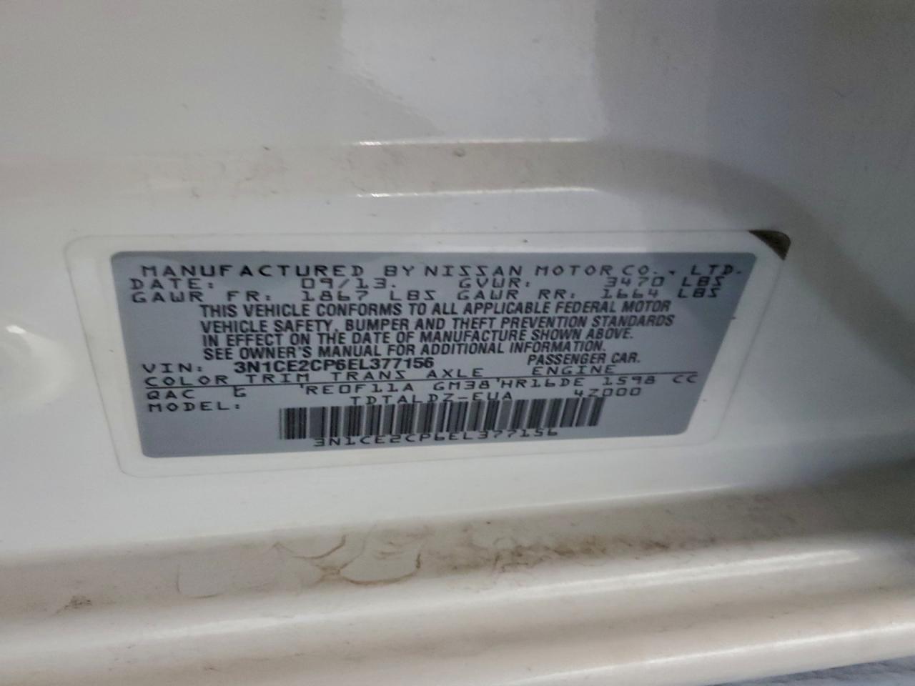 2014 Nissan Versa Note S VIN: 3N1CE2CP6EL377156 Lot: 96380995