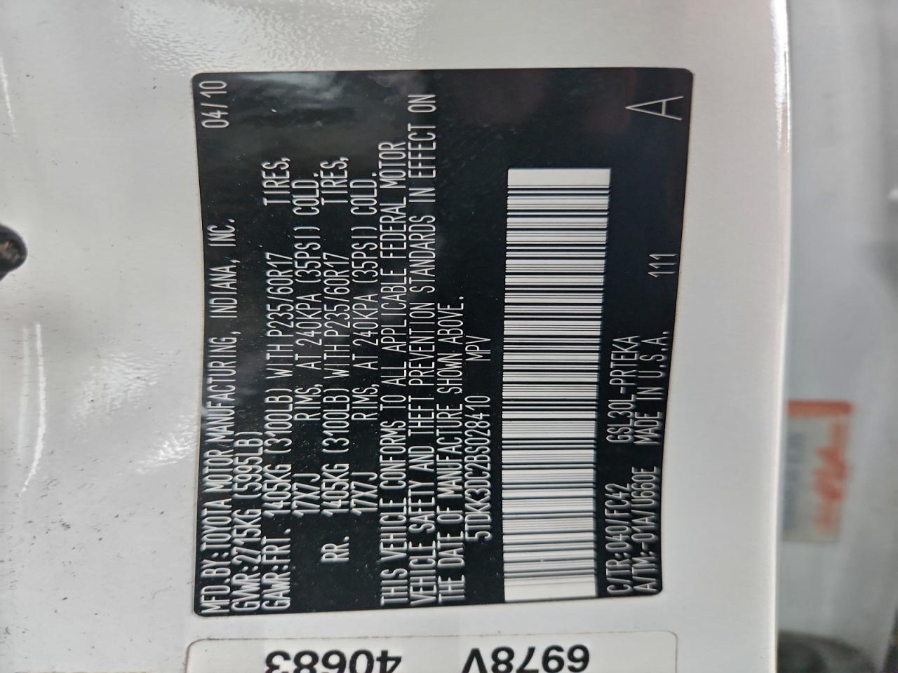 2011 Toyota Sienna Le VIN: 5TDKK3DC2BS028410 Lot: 93786395