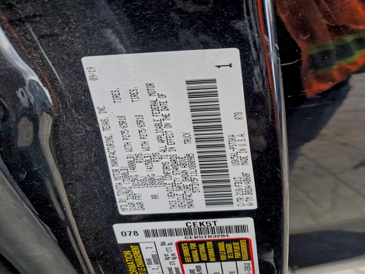 2020 Toyota Tundra Crewmax Sr5 VIN: 5TFDY5F11LX880905 Lot: 96694985