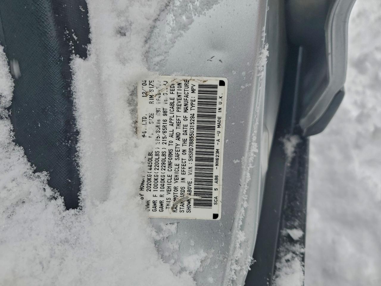 2005 Honda Cr-V Ex VIN: SHSRD78855U315294 Lot: 94596645