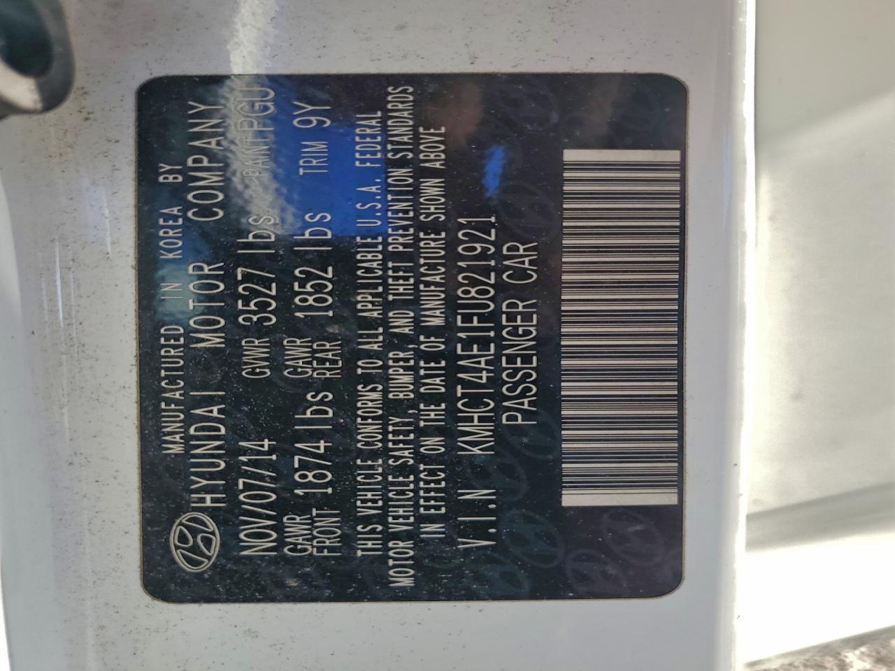 2015 Hyundai Accent Gls VIN: KMHCT4AE1FU821921 Lot: 96001355