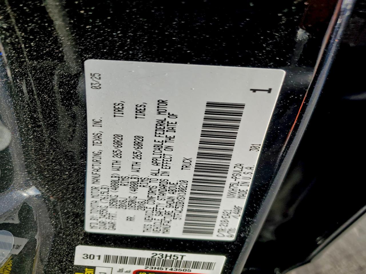 2025 Toyota Tundra Crewmax Limited VIN: 5TFWC5DBXSX100210 Lot: 95163735