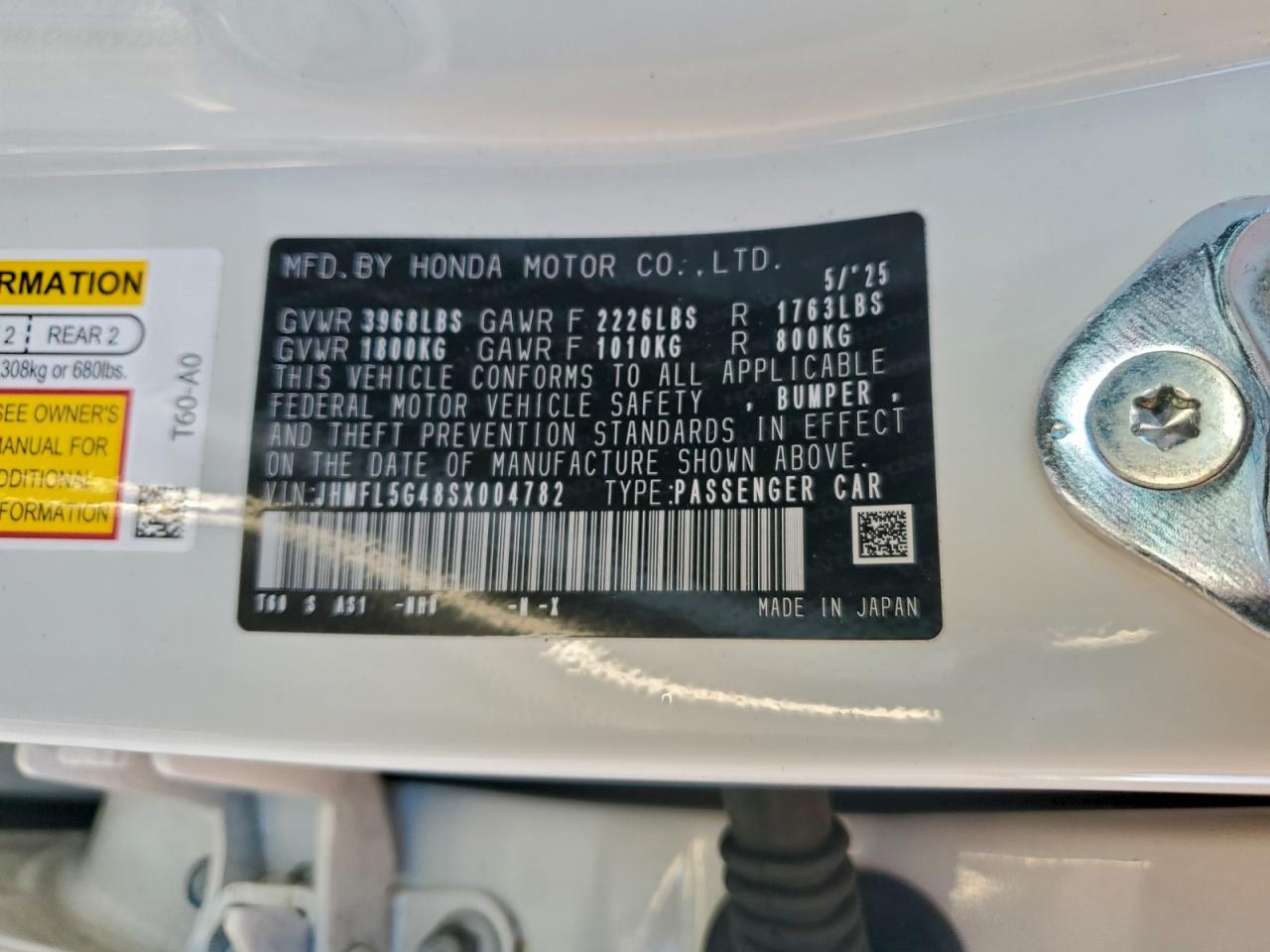 2025 Honda Civic Type-R VIN: JHMFL5G48SX004782 Lot: 97697235