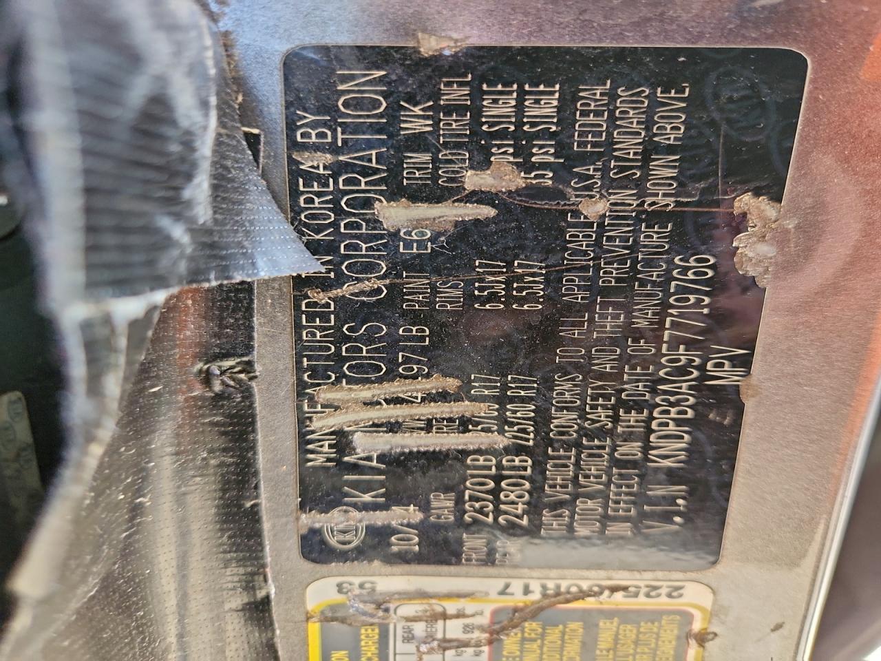 2015 Kia Sportage Lx VIN: KNDPB3AC9F7719766 Lot: 96338975