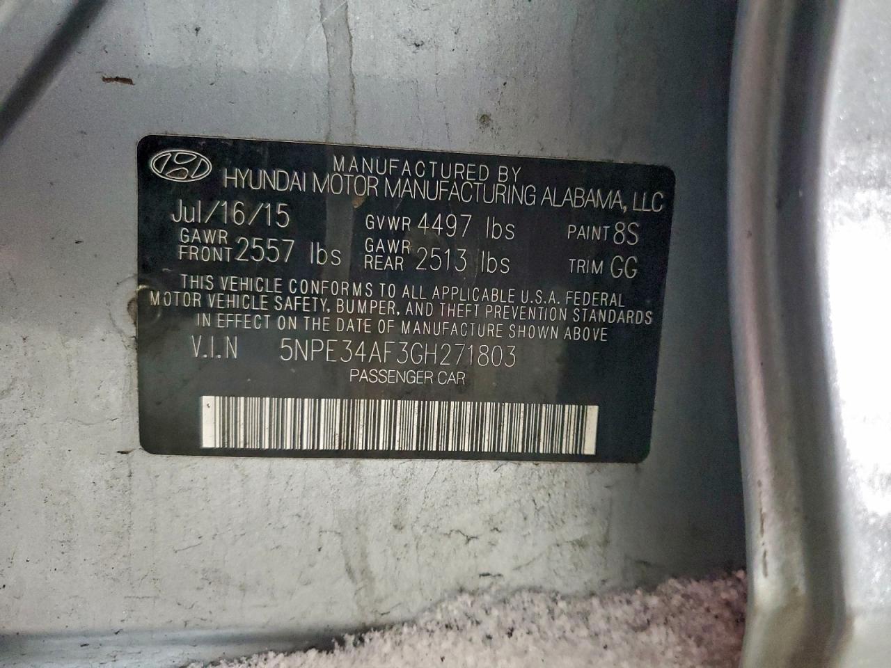 2016 Hyundai Sonata Sport VIN: 5NPE34AF3GH271803 Lot: 96531045