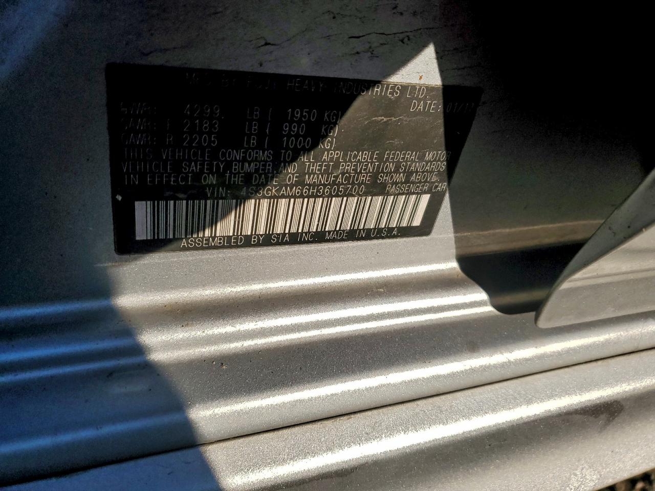 2017 Subaru Impreza Sport VIN: 4S3GKAM66H3605700 Lot: 95760895