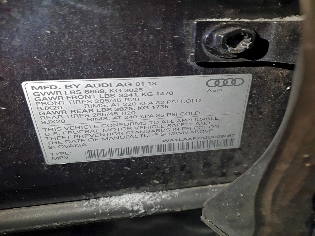 2018 Audi Q7 Premium Plus VIN: WA1LAAF70JD029667 Lot: 94489755