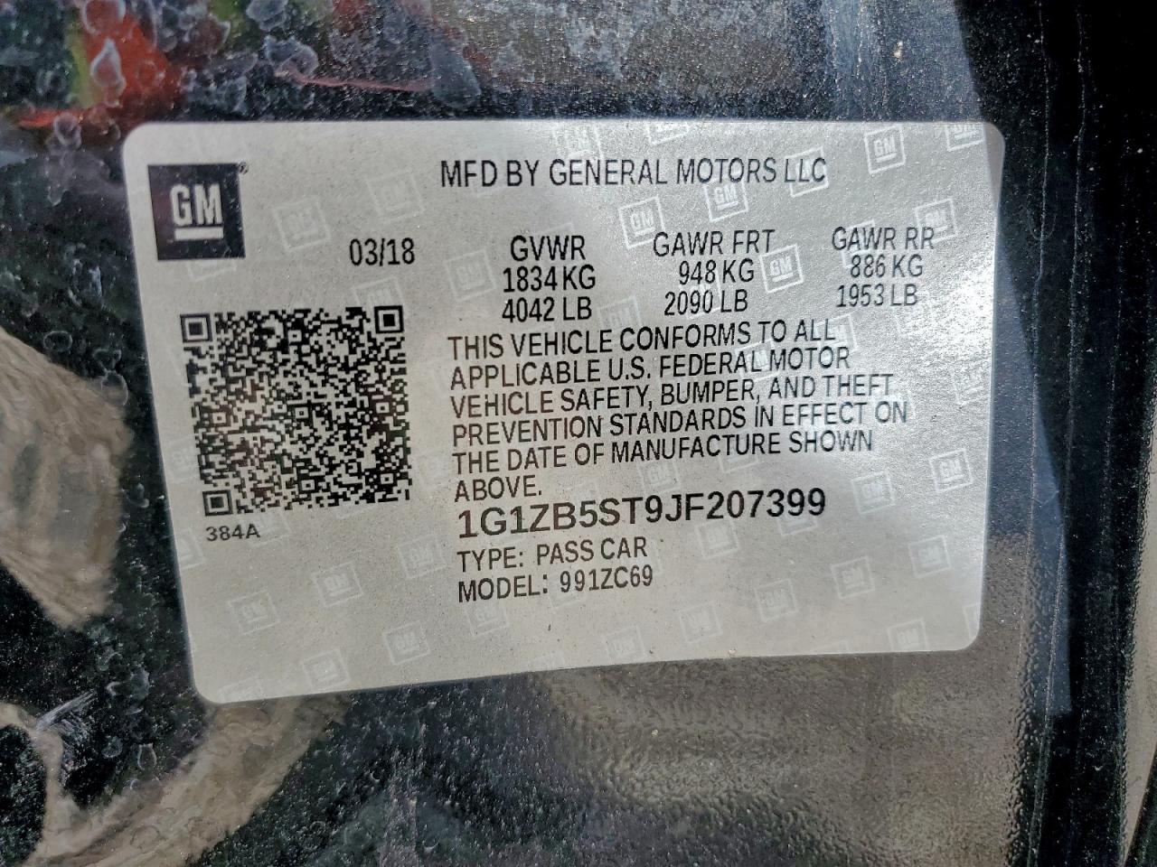 2018 Chevrolet Malibu Ls VIN: 1G1ZB5ST9JF207399 Lot: 94895775