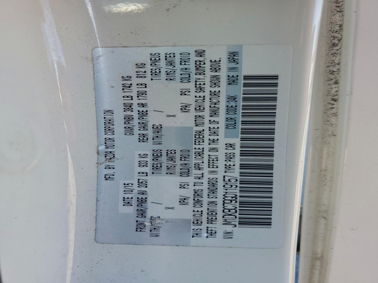 2016 Mazda Cx-3 Touring VIN: JM1DKBC79G0119157 Lot: 96360735