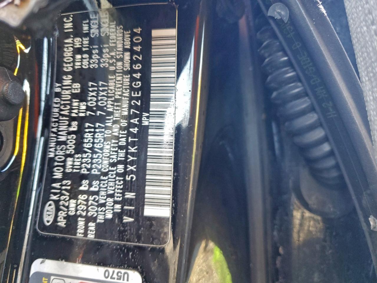 2014 Kia Sorento Lx VIN: 5XYKT4A72EG462404 Lot: 95408295