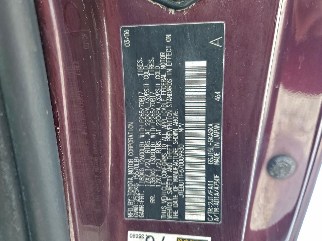 2007 Toyota Fj Cruiser VIN: JTEBU11F670009930 Lot: 96337555