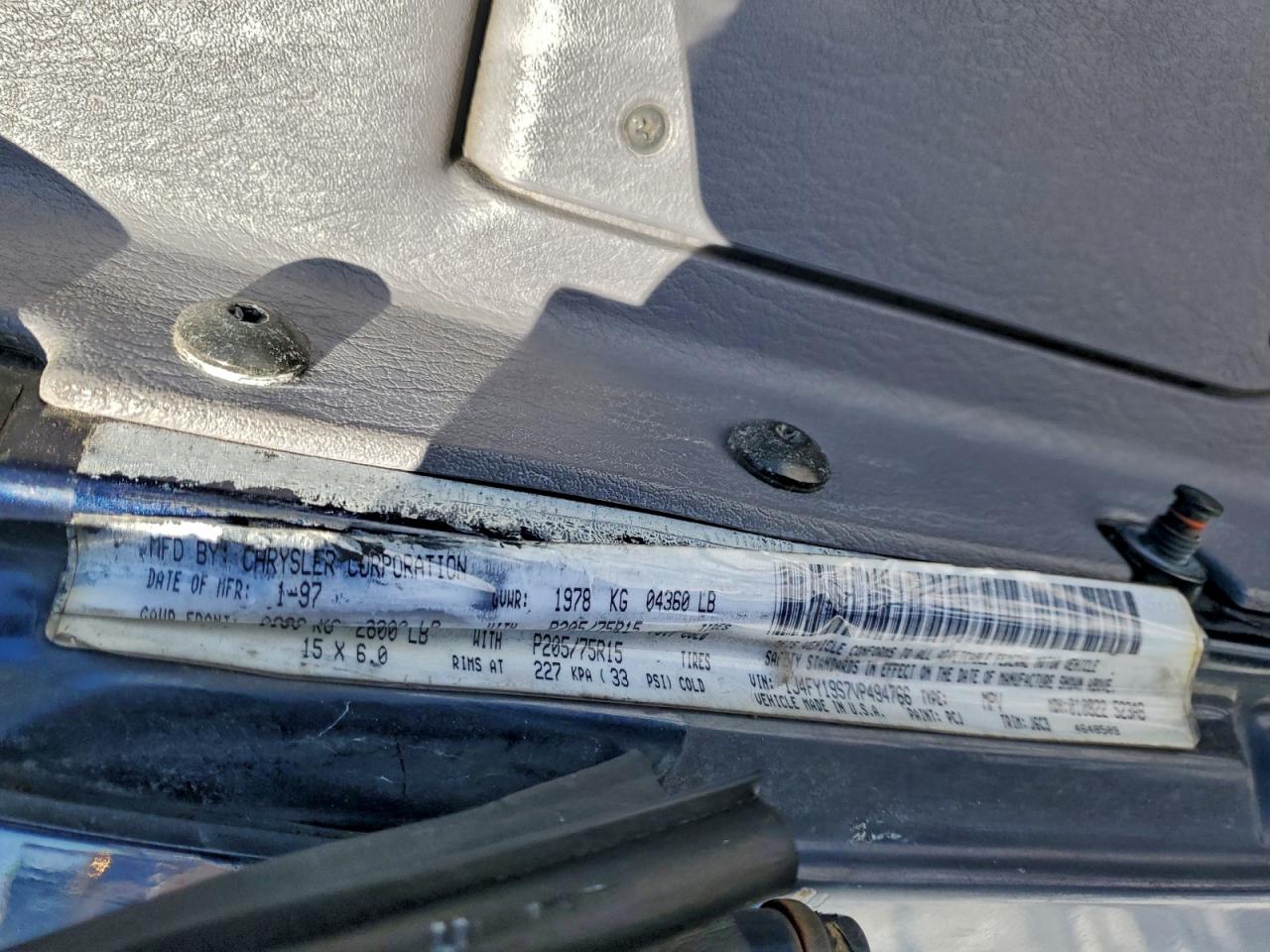 1997 Jeep Wrangler / Tj Sport VIN: 1J4FY19S7VP494766 Lot: 96273475