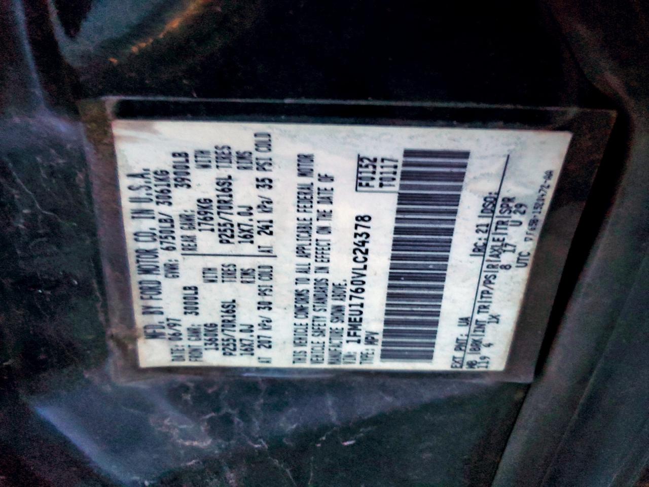 1997 Ford Expedition VIN: 1FMEU1760VLC24378 Lot: 93969055