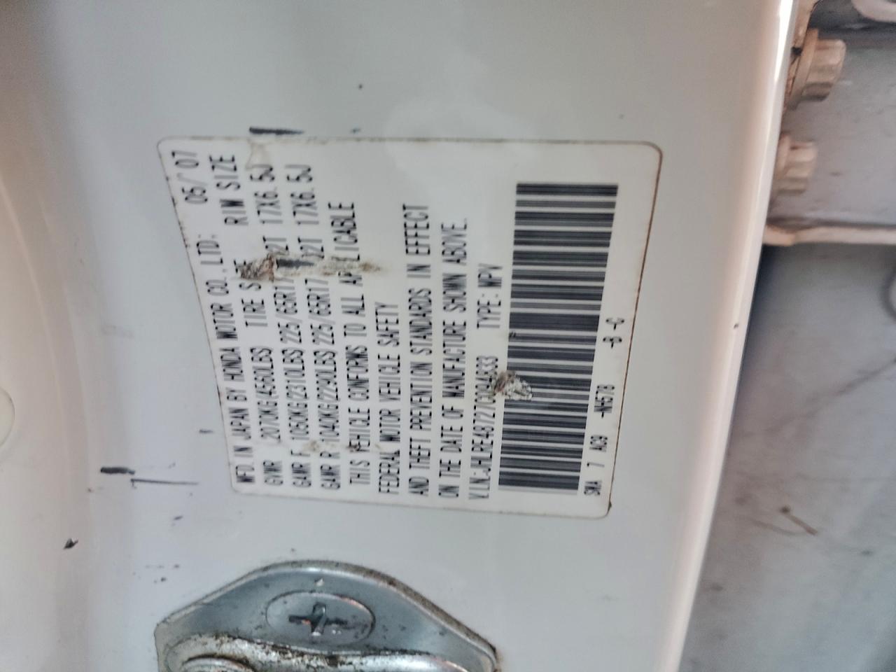 2007 Honda Cr-V Exl VIN: JHLRE48727C094833 Lot: 95891385