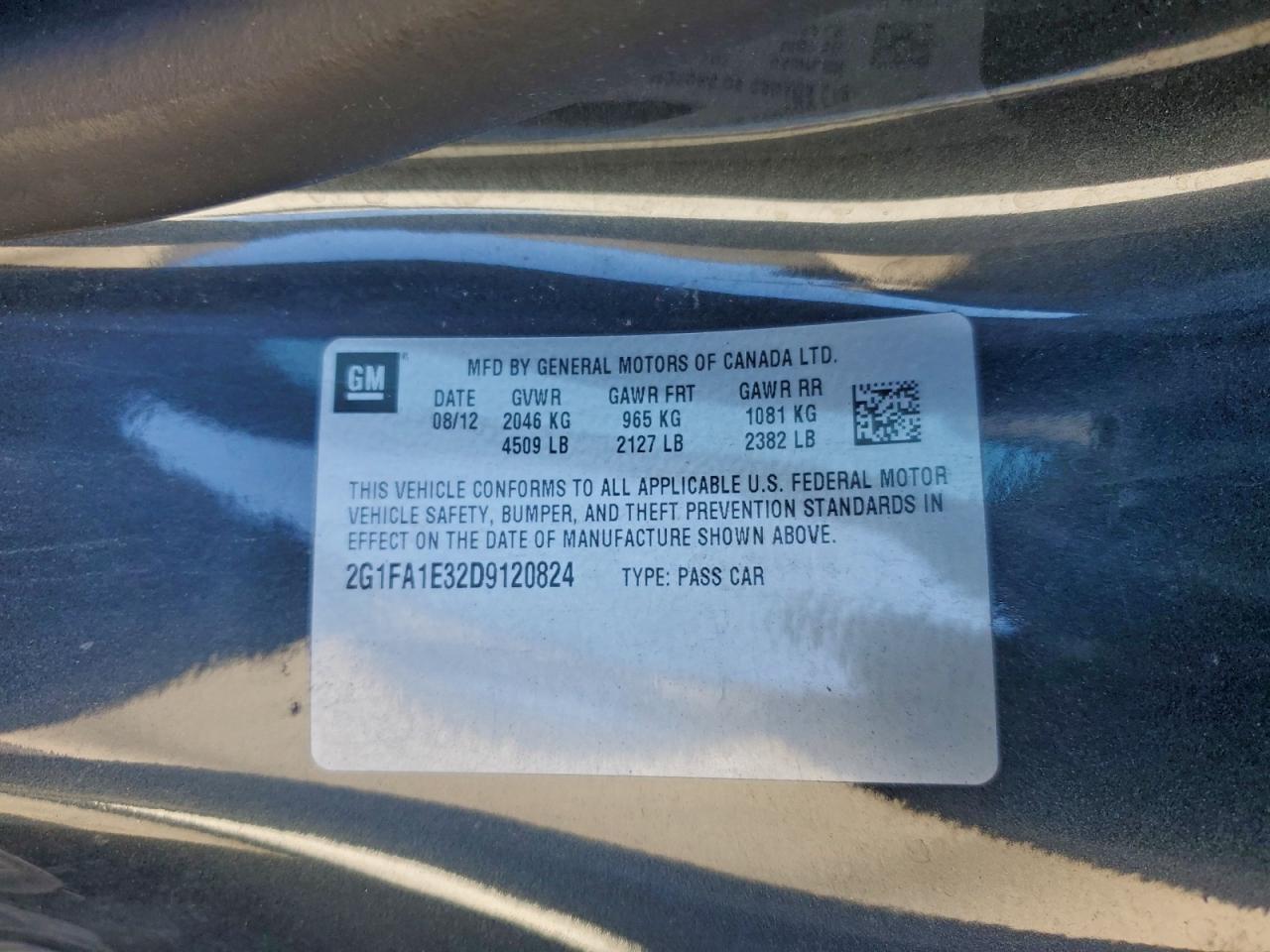 2013 Chevrolet Camaro Ls VIN: 2G1FA1E32D9120824 Lot: 94901345