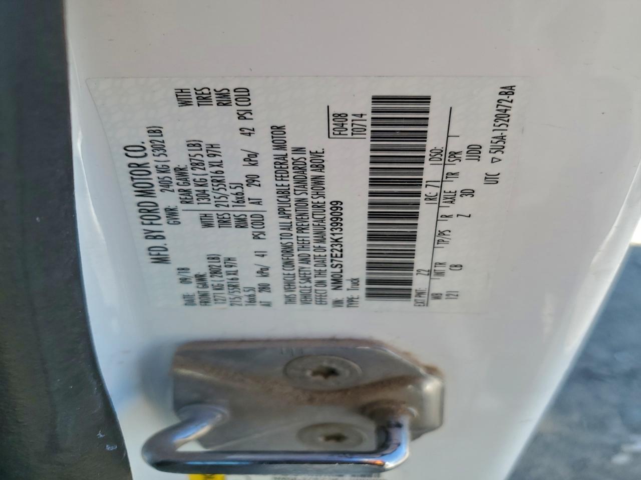 2019 Ford Transit Connect Xl VIN: NM0LS7E23K1399099 Lot: 96164595