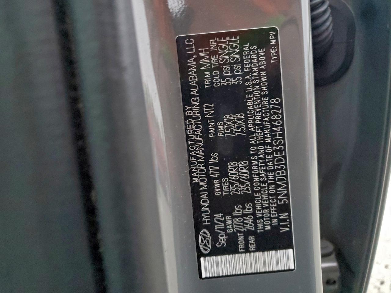 2025 Hyundai Tucson Sel VIN: 5NMJB3DE3SH468278 Lot: 96076105