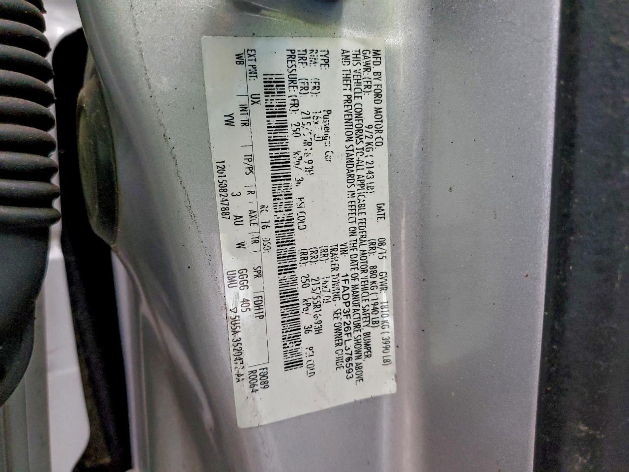 2015 Ford Focus Se VIN: 1FADP3F26FL376593 Lot: 94025185