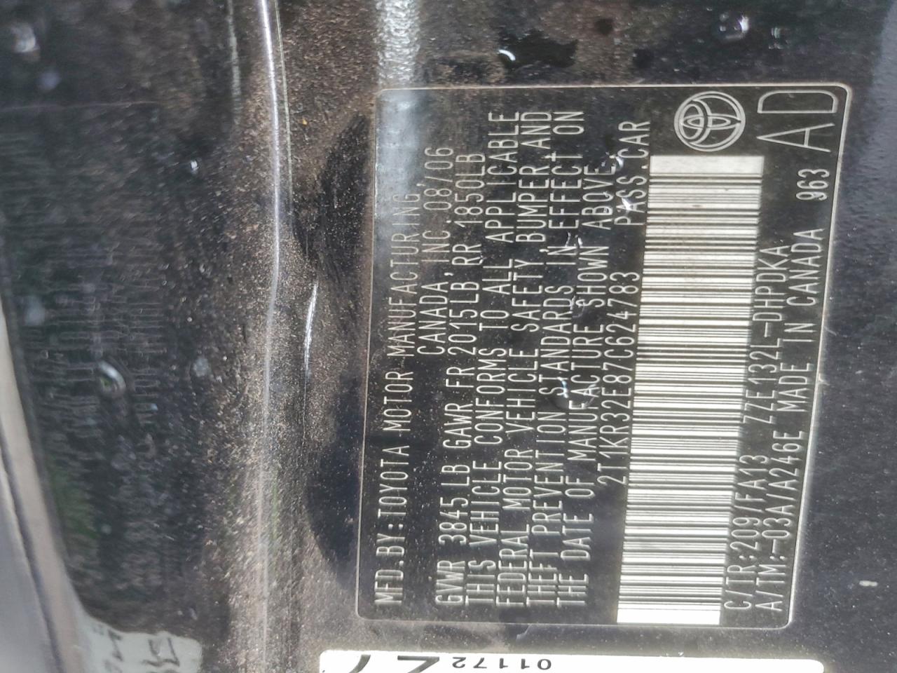 2007 Toyota Corolla Matrix Xr VIN: 2T1KR32E87C624783 Lot: 94403005