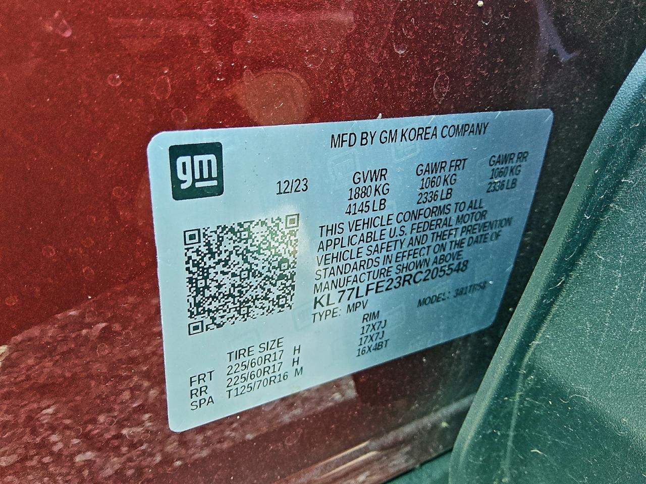 2024 Chevrolet Trax Ls VIN: KL77LFE23RC205548 Lot: 94875285