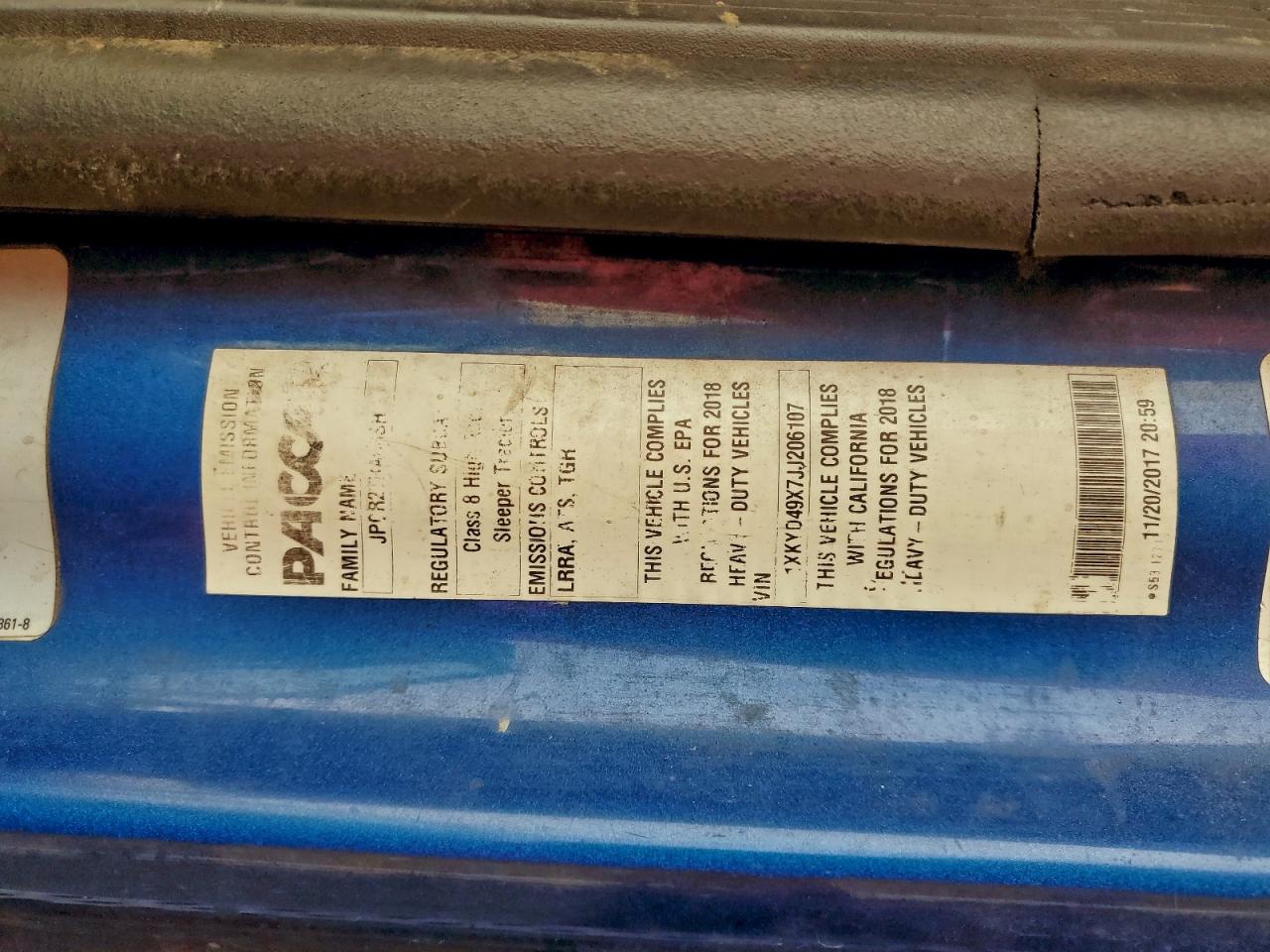 2018 Kenworth Construction T680 VIN: 1XKYD49X7JJ206107 Lot: 94253695