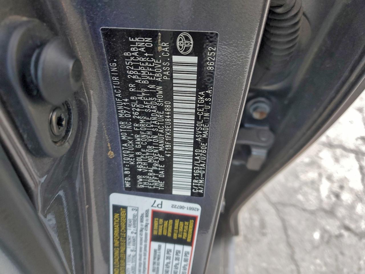 2014 Toyota Camry L VIN: 4T1BF1FK9EU844880 Lot: 93984865