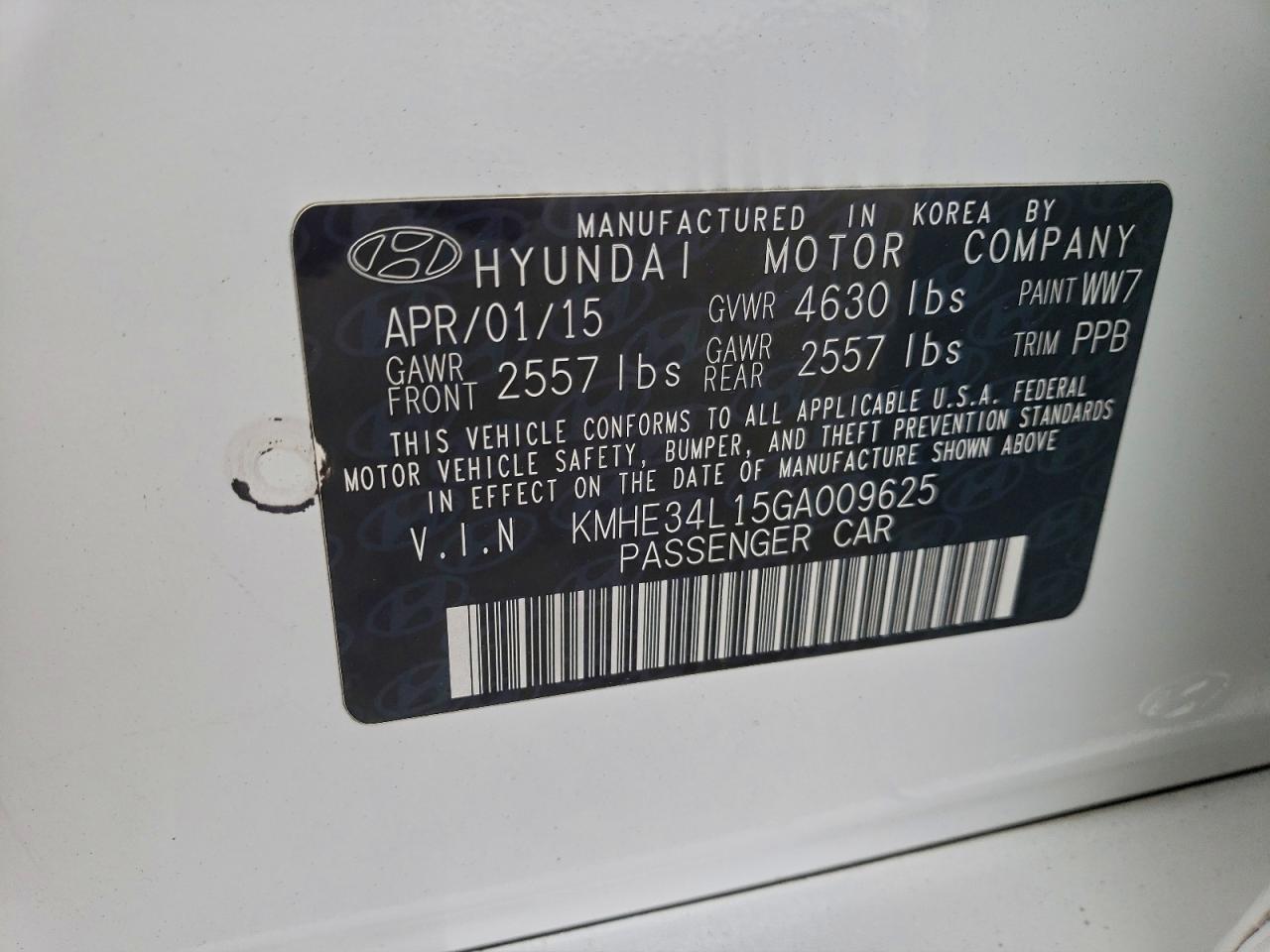 2016 Hyundai Sonata Hybrid VIN: KMHE34L15GA009625 Lot: 97233045