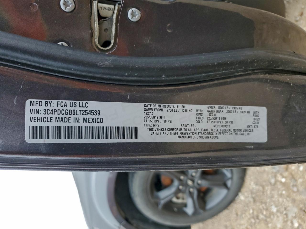 2020 Dodge Journey Crossroad VIN: 3C4PDCGB6LT254539 Lot: 95273525