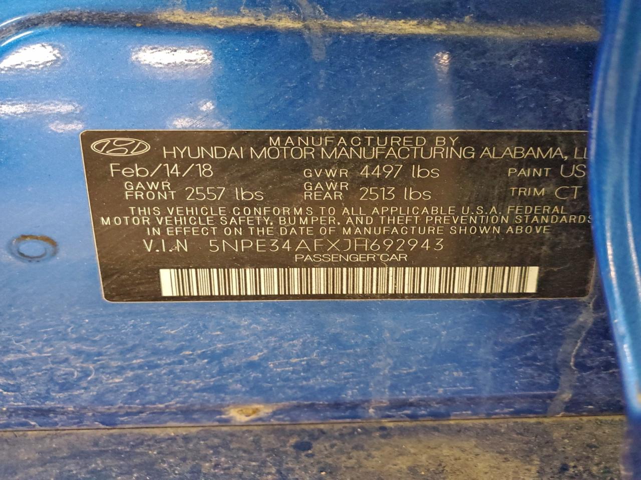 2018 Hyundai Sonata Sport VIN: 5NPE34AFXJH692943 Lot: 98092555