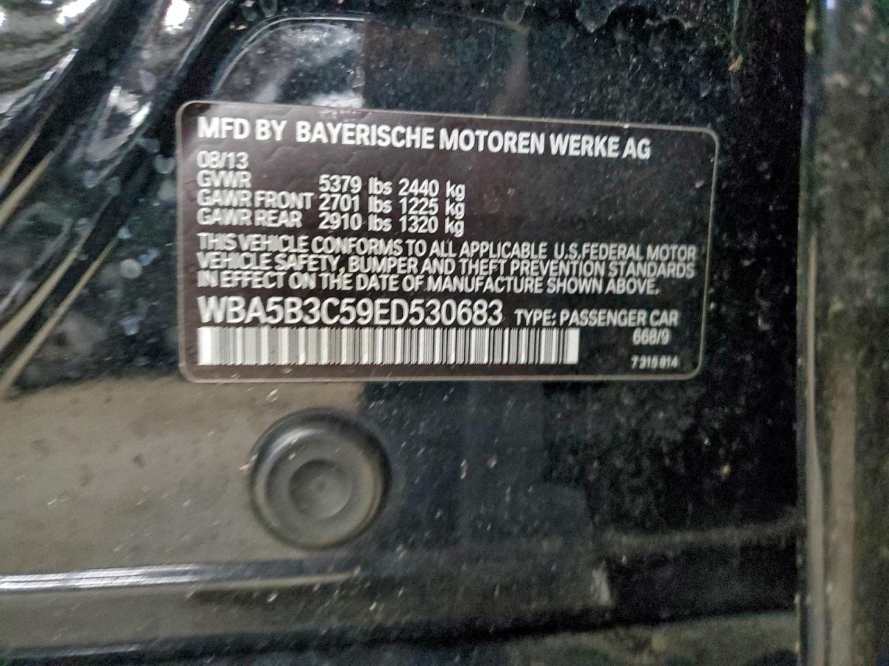 2014 BMW 535 Xi VIN: WBA5B3C59ED530683 Lot: 96508705