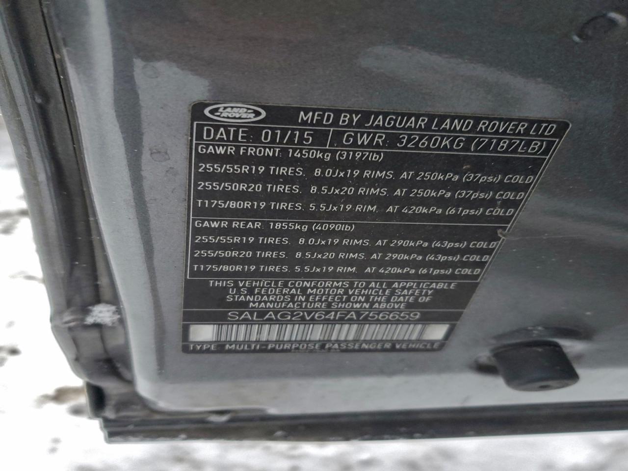 2015 Land Rover Lr4 Hse VIN: SALAG2V64FA756659 Lot: 95679205